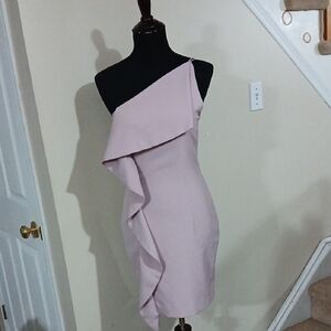 Chic One-Shoulder Pink Dress
